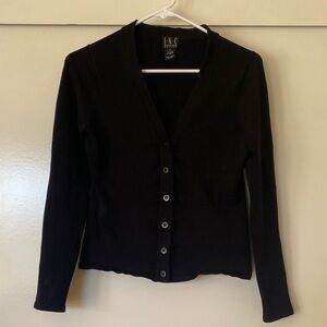 INC International Concepts Black Button up Knit Silk Long sleeve cardigan